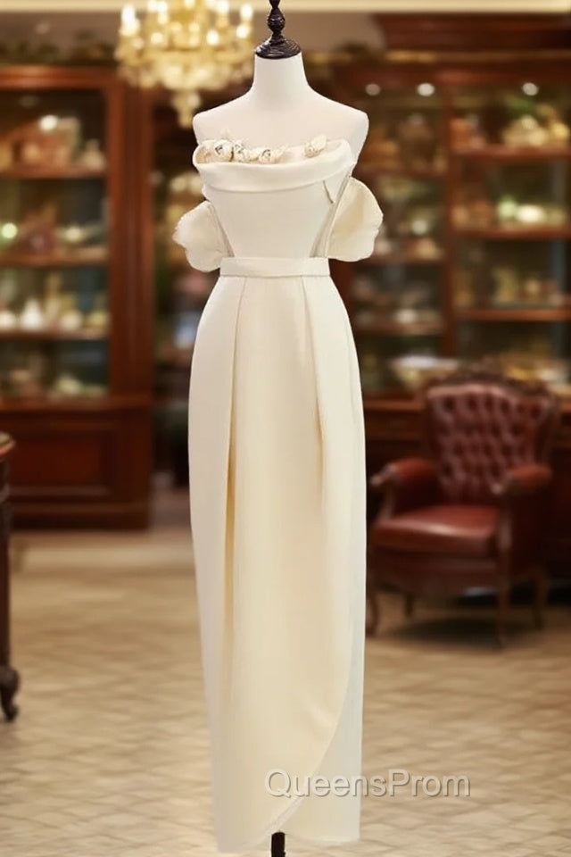 Champagne Satin Strapless Wedding Dress Main image
