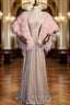 Champagne Sequins Halter Beading Evening Prom With Feather Shawl
