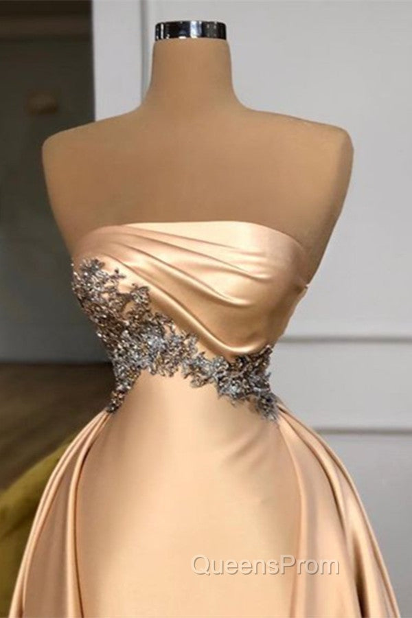 Champagne Strapless Overskirt Evening Prom Dress Long With Crystals Secondary image