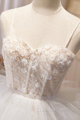 Champagne Sweetheart Layers Princess Dress, Spaghetti Straps Tulle Evening Gown