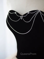 Champagne Sweetheart Neck Tulle Long Evening Prom Dress, Champagne Evening Dress