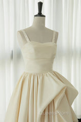 Champagne Tea Length Evening Prom Dress, Champagne Tea Length Formal Homecoming Dress