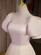 Champagne Tulle A Line Long Evening Prom Dress, Champagne Evening Graduation Dress
