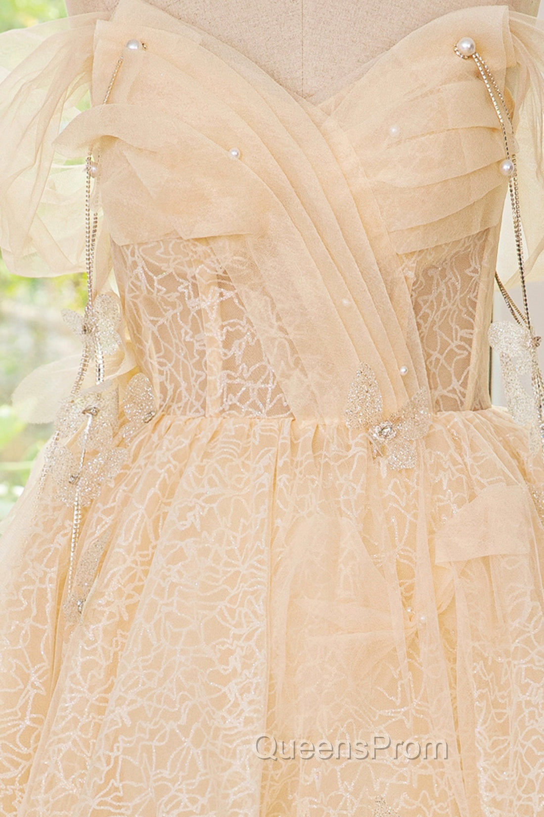 Champagne Tulle Knee Length Evening Prom Dress, Lovely A-Line Party Homecoming Dress