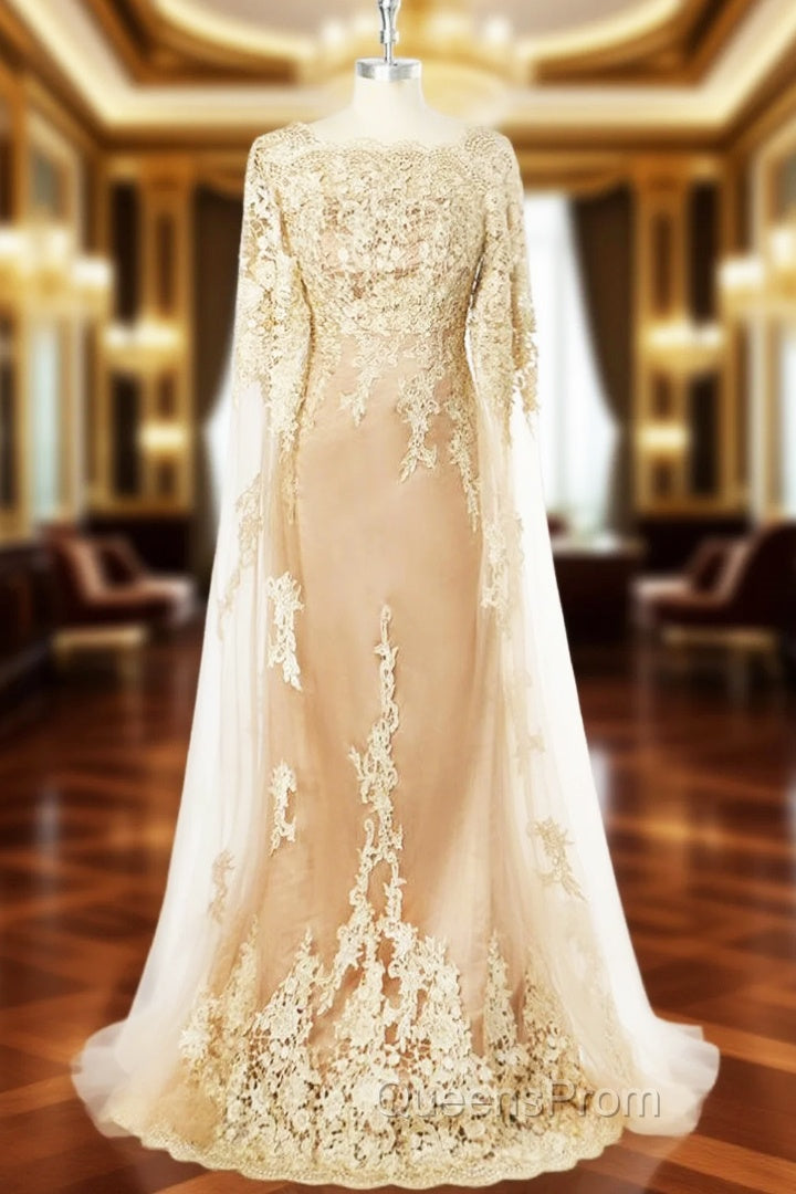Champagne Tulle Lace Cowl Mother of the Bride Dress for Weddings Main image