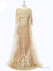 Champagne Tulle Lace Cowl Mother of the Bride Dresses for Weddings