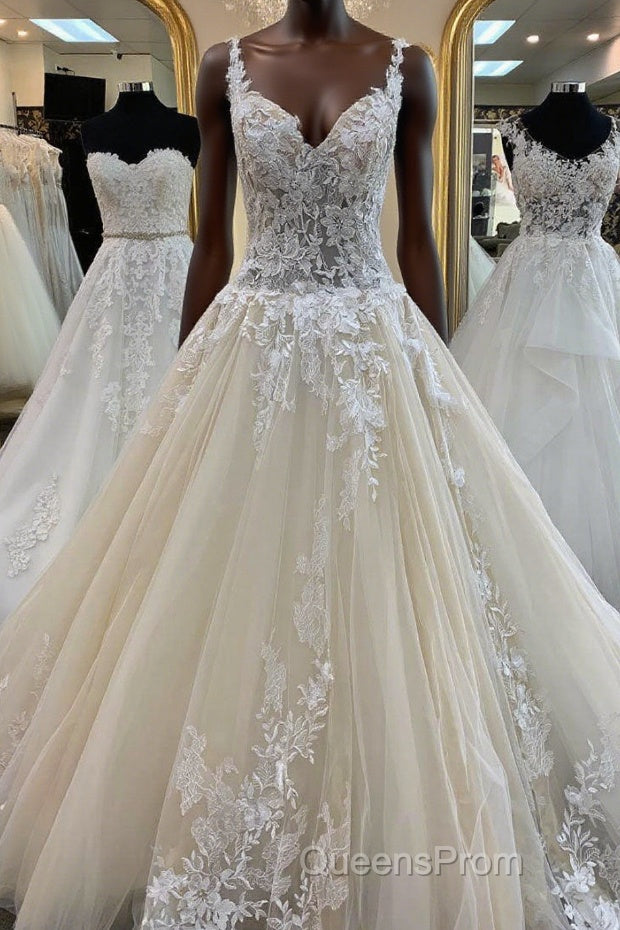 Champagne tulle lace long Evening Prom Dress, champagne evening Dress Main image