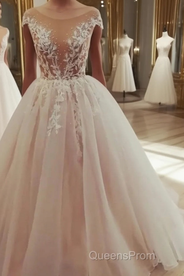 Champagne tulle lace long Evening Prom Dress, tulle evening Dress Main image