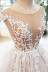 Champagne tulle lace long Evening Prom Dress, tulle evening Dress