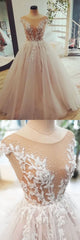 Champagne tulle lace long Evening Prom Dress, tulle evening Dress
