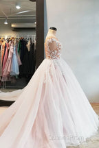 Champagne tulle lace long Evening Prom Dress, tulle evening Dress