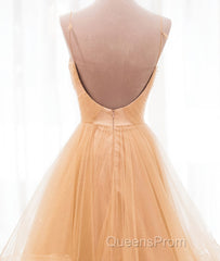Champagne tulle long Evening Prom Dress, champagne evening Dress