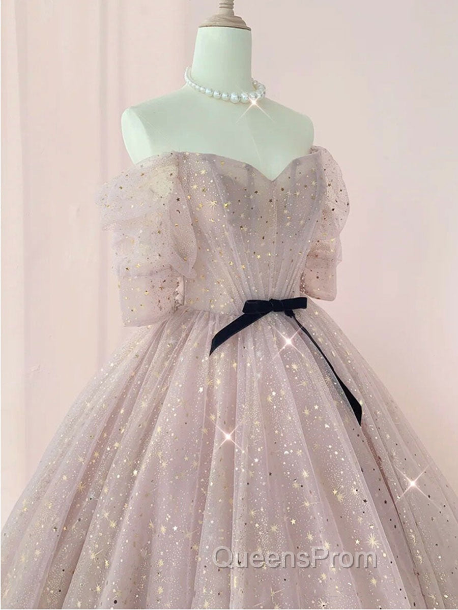 Champagne Tulle Long Evening Prom Dress ,Tulle Lace Evening Dress Secondary image
