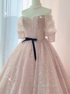 Champagne Tulle Long Evening Prom Dress ,Tulle Lace Evening Dress