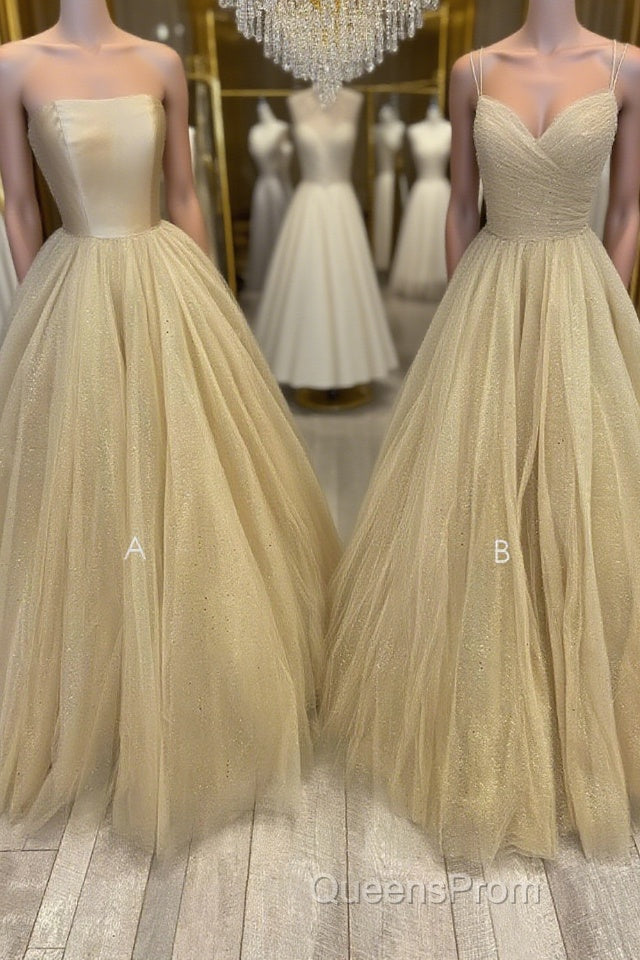 Champagne tulle long Evening Prom Dress tulle long formal Dress Main image