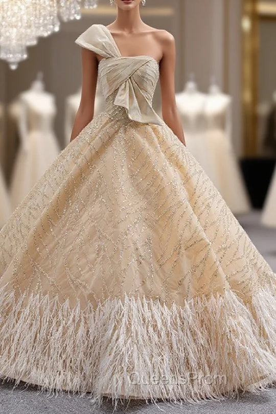 Champagne Tulle Sequins Beading Strapless Evening Prom Dress