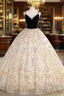 Champagne Tulle Sequins Black Velvet Crystal Quinceanera Dress