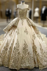 Champagne Tulle Sequins Pearls Off the Shoulder Evening Prom Dress
