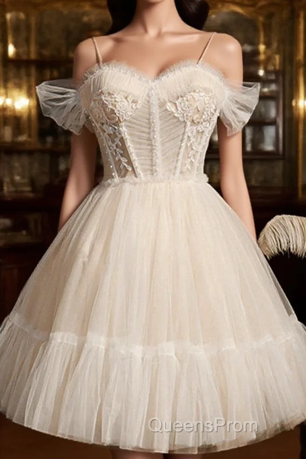 Champagne Tulle Short A Line Dress Party Dress Homecoming Dress Main image