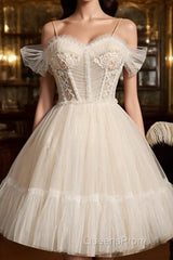 Champagne Tulle Short A Line Dress Party Dress Homecoming Dress