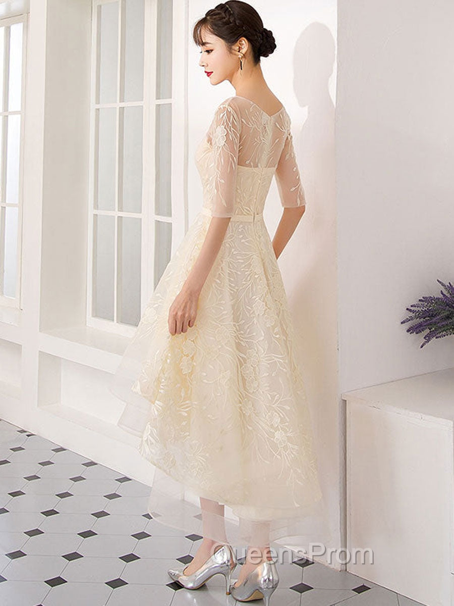 Champagne Tulle Short Evening Prom Dress, Champagne Homecoming Dress Secondary image