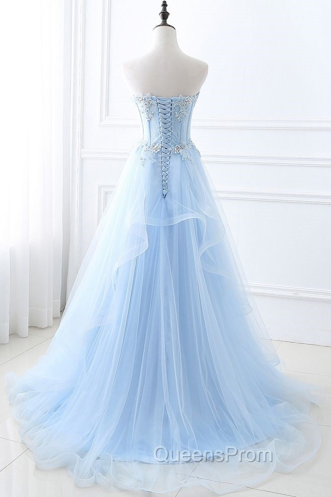 CHARLIZE |Ball Gown Sweetheart Tulle Sky Blue Evening Prom Party Gowns with Sequins Secondary image