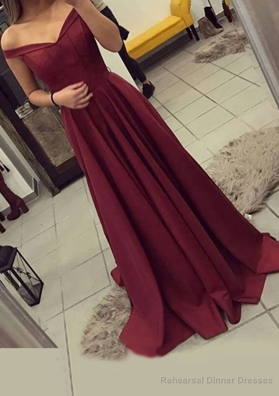 Charmeuse Prom Dresses A-Line/Princess V-Neck Sweep Train Main image