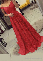 Charmeuse Prom Dresses A-Line/Princess V-Neck Sweep Train