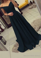 Charmeuse Prom Dresses A-Line/Princess V-Neck Sweep Train