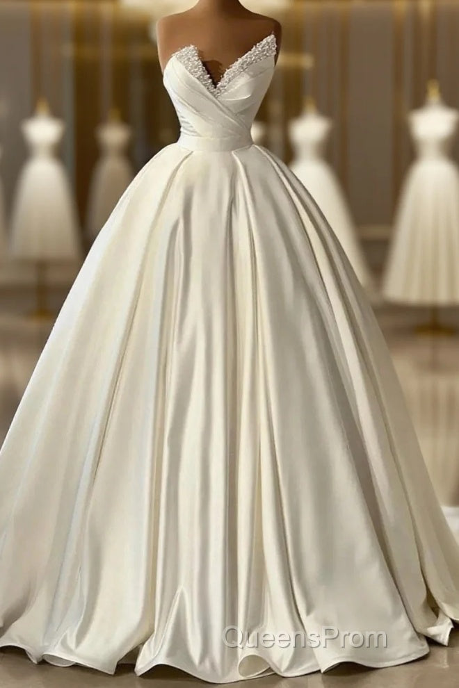 Charmeuse Sleeveless White Wedding Dress With Beading Off Shoulder Elegant Floor Length Main image