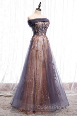 Charming A-Line Tulle Long Off Shoulder Party Dress, Evening Prom Dress