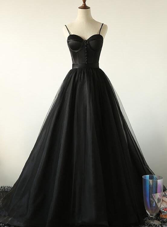 Charming Black Long Party Gowns, Black Classy Evening Classy Prom Dress Main image