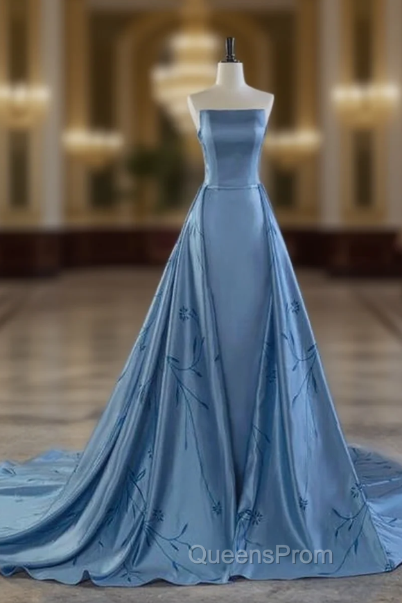 Charming Blue Strapless Evening Prom Dress,Blue Evening Dress Main image