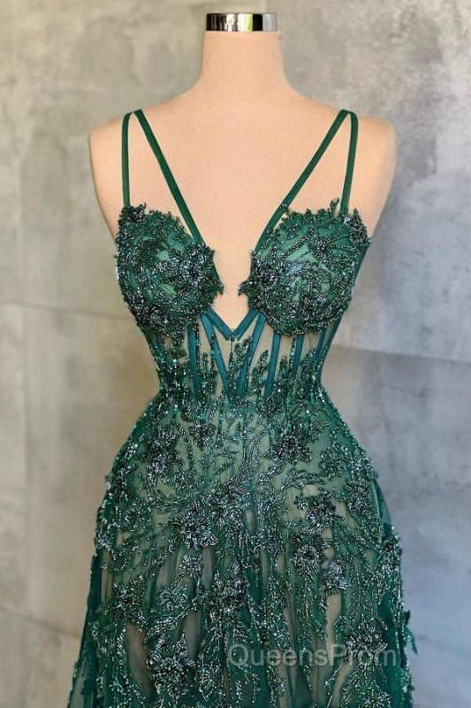 Charming Dark Green Tulle Long Evening Dress Sweetheart Sleeveless Formal Evening Prom Dress Secondary image
