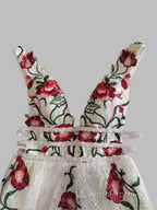 Charming Floral Embroidery Long Evening Prom Dress V Neck A Line Party Dress