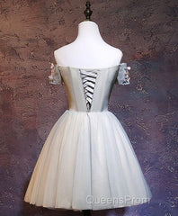 Charming Floral Short Tulle Evening Prom Dress, Knee Length Party Dress, Formal Dress