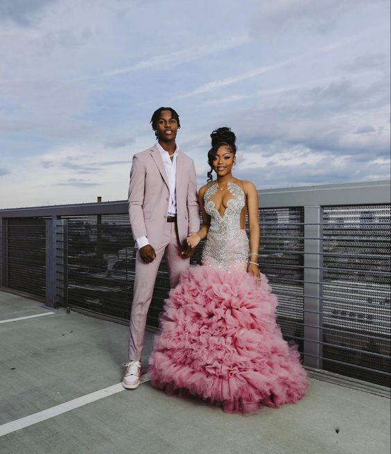 Beautiful Pink Beaded Mermaid Classy Prom Dress Long Classy Evening Dress