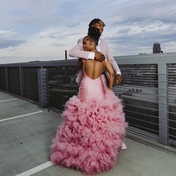 Beautiful Pink Beaded Mermaid Classy Prom Dress Long Classy Evening Dress
