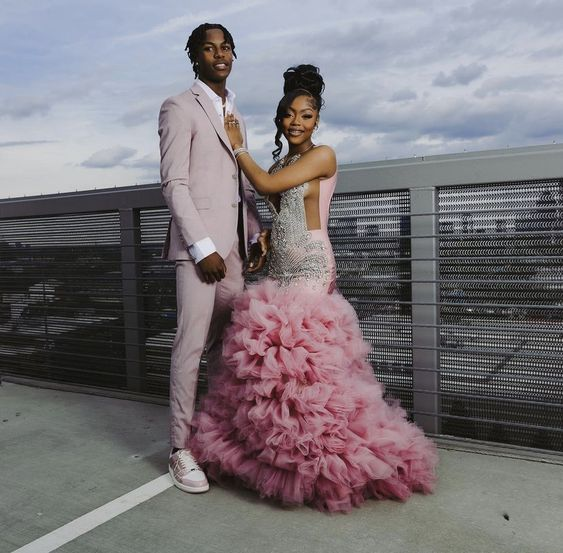 Beautiful Pink Beaded Mermaid Classy Prom Dress Long Classy Evening Dress