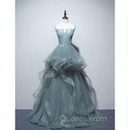 Charming Green Tulle Straps Layers Long Evening Dress, Tulle Party Dress Evening Prom Dress