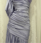 Charming Light Purple Mermaid Sweetheart Neck Pearl Sequin Satin Long Classy Prom Dress