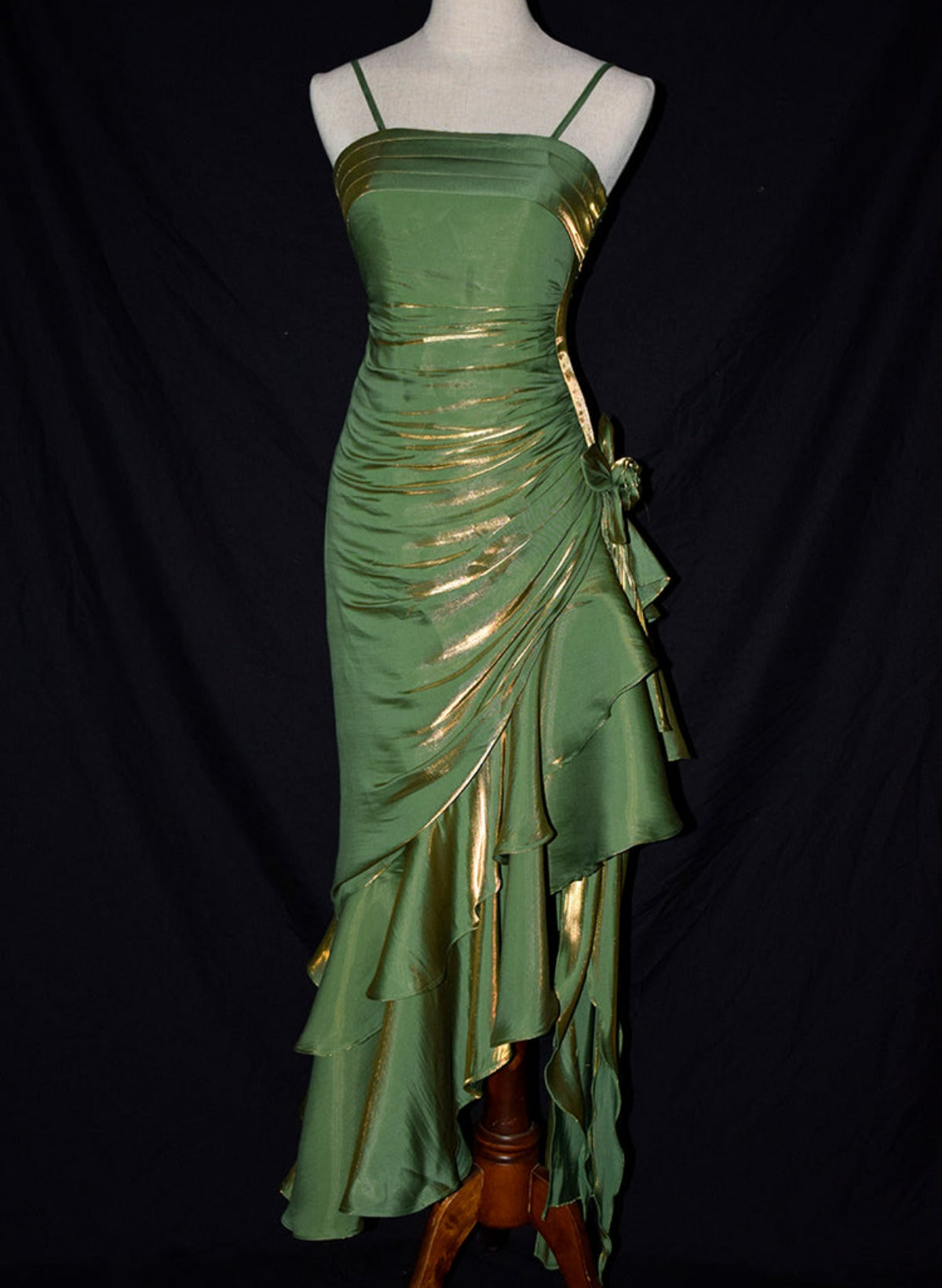 Charming Mermaid High Low Satin Straps Party Dress, Lovely Style Classy Prom Dress