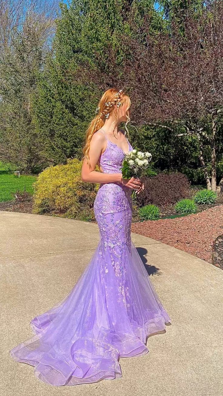 Charming Mermaid Lace Prom Dress Long Prom Dresses Main image