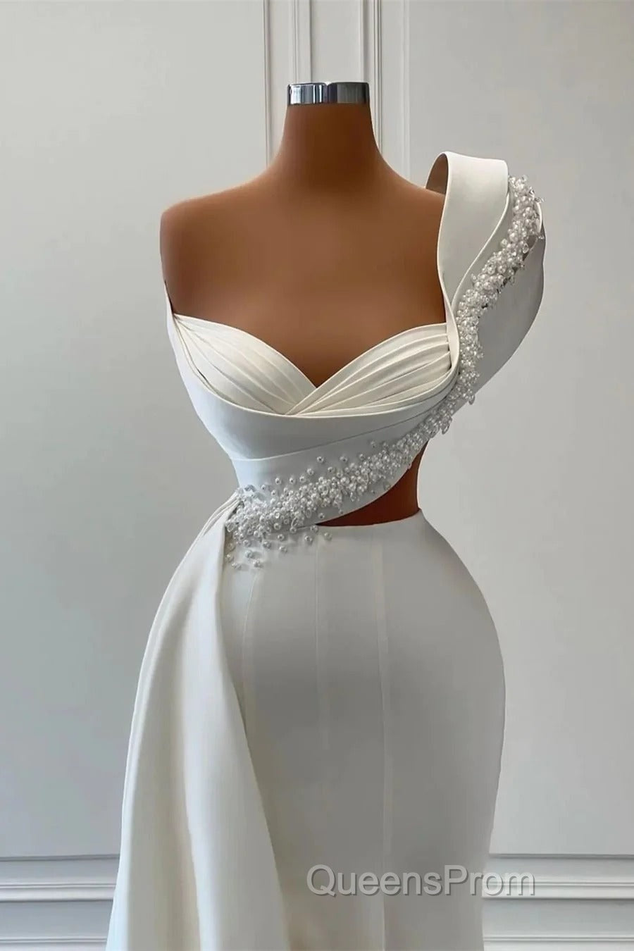 Charming One Shoulder Mermaid Sleeveless Asymmetrical Stretch Satin Evening Prom Dress Secondary image