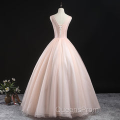 Charming Pink Flowers Ball Gown Long Sweet 16 Dress, Pink Evening Prom Dress