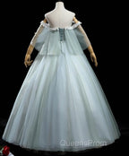 Charming Princess Light Green Tulle with Lace Flowers Evening Prom Dress, Light Green Party Dress