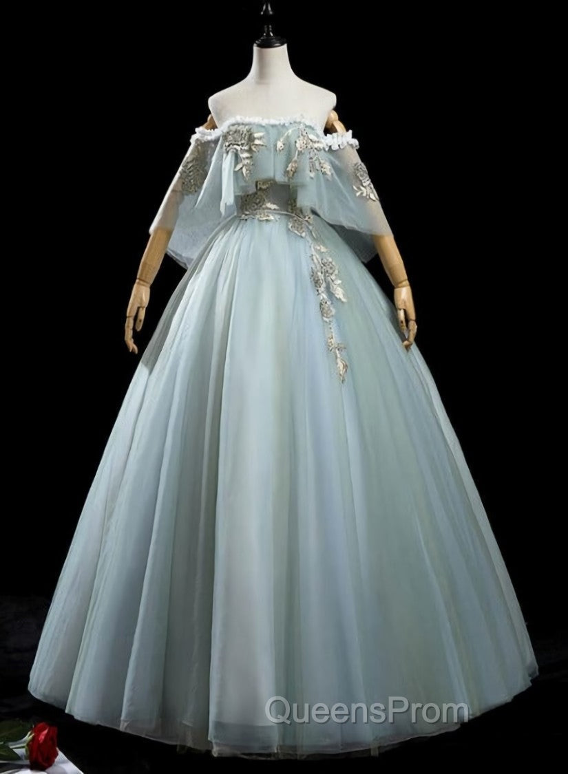 Charming Princess Light Green Tulle with Lace Flowers Evening Prom Dress, Light Green Party Dress Secondary image