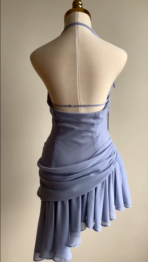Charming Halter Neck Chiffon Irregular Skirt Backless Homecoming Dress Secondary image