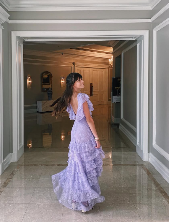 Lilac Long Classy Prom Dress Layed Lace Classy Evening Dress Secondary image