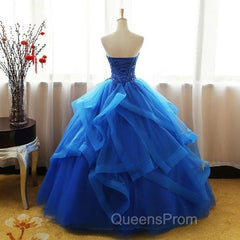 Charming Royal Blue Tulle Evening Prom Gown , Sweet Party Dress